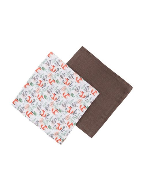 Petite&Mars Bambusz muszlin 2db-os pelenka szett Misty Forest Fox 120 x 120 cm