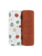 Petite&Mars Bambusz muszlin 2db-os pelenka szett Misty Celestial Planets 120 x 120 cm