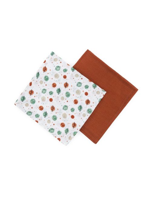 Petite&Mars Bambusz muszlin 2db-os pelenka szett Misty Celestial Planets 120 x 120 cm