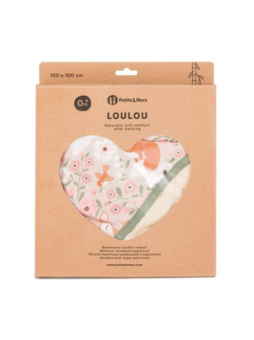 Petite&Mars Bambusz törölköző kapucnival Loulou Pink Meadow 100 x 100 cm