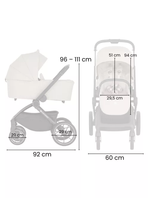 Petite&Mars Kombinált babakocsi SCOUT 2in1 - Cappuccino Cream