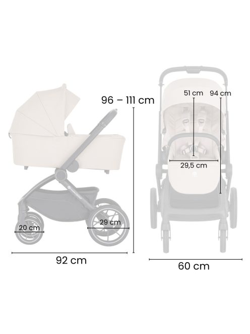 Petite&Mars Kombinált babakocsi SCOUT 2in1 Anthracite Moon