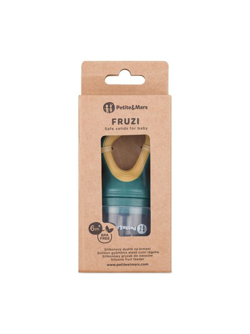 Petite&Mars Szilikon gyümölcs etető cumi Fruzi Green&Ochre 6hó+