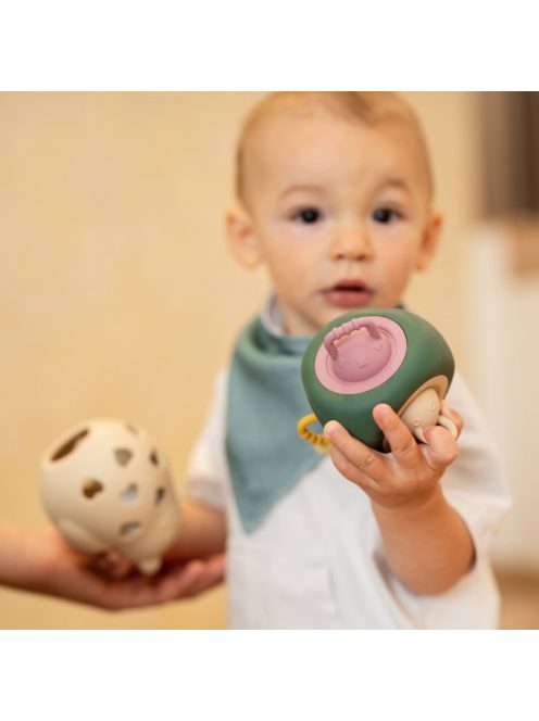 Petite&Mars Szilikon játék Pop Up Triangle Misty Green 10hó+