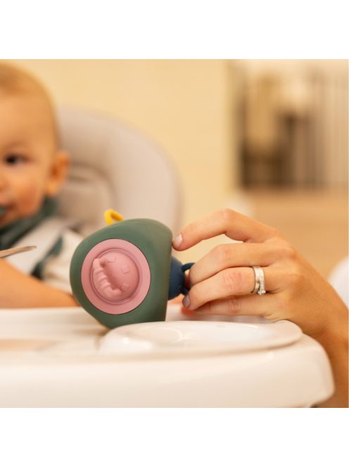 Petite&Mars Szilikon játék Pop Up Triangle Misty Green 10hó+