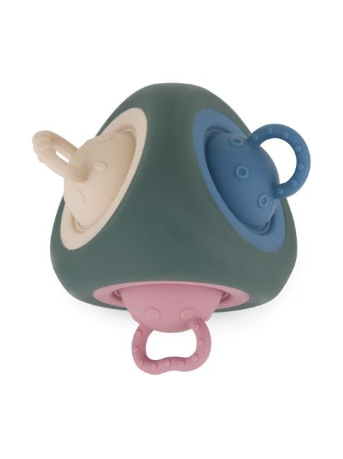 Petite&Mars Szilikon játék Pop Up Triangle Misty Green 10hó+