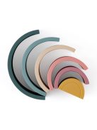 Petite&Mars szilikon egymásra rakható játék, Rainbow, Misty Green, 12 hó+