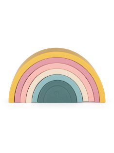   Petite&Mars Szilikon egymásra rakható játék, Rainbow, Intense Ochre, 12 hó+