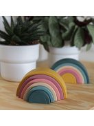 Petite&Mars Szilikon egymásra rakható játék, Rainbow, Intense Ochre, 12 hó+