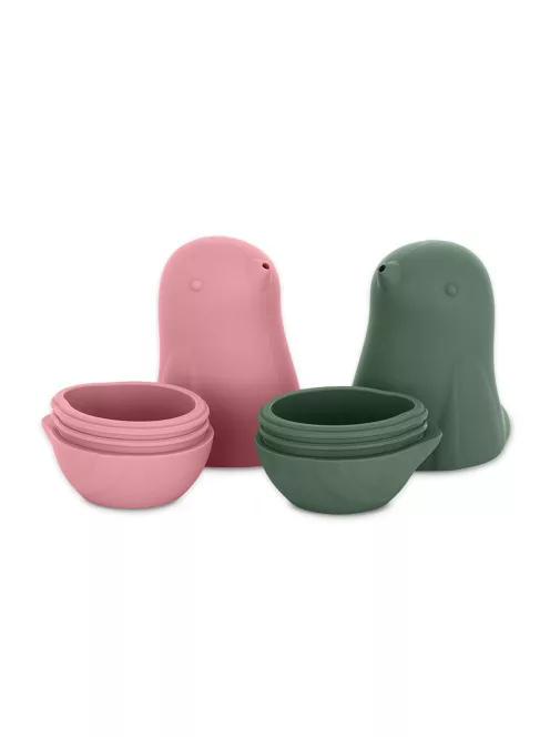 Petite&Mars Szilikon fürdőjáték, Love birds, Rose - Green, 6 hó+