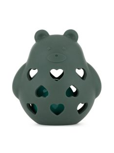   Petite&Mars Szilikon játék csörgővel Bear Basil Misty Green 0m+