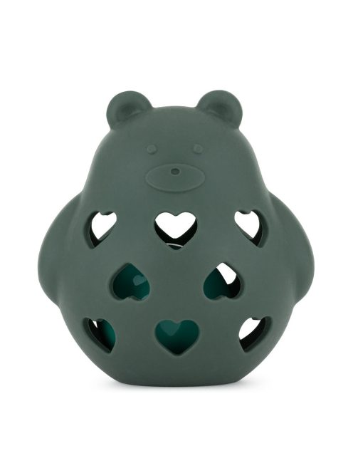 Petite&Mars Szilikon játék csörgővel Bear Basil Misty Green 0m+