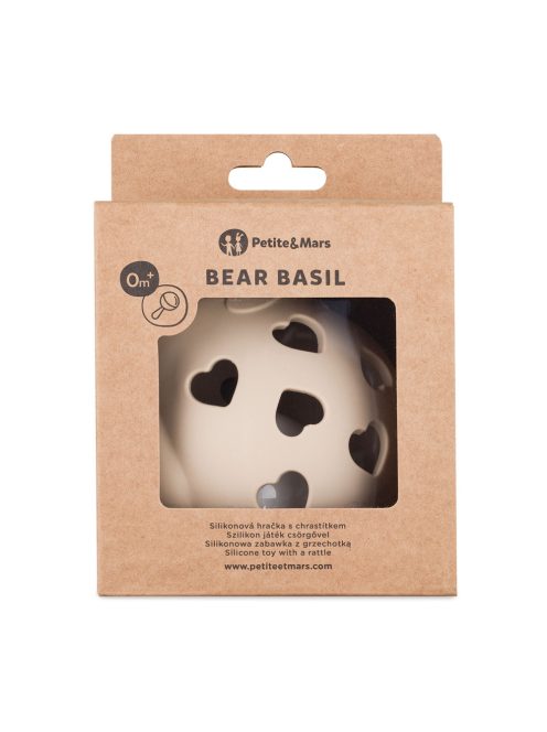 Petite&Mars Szilikon játék csörgővel Bear Basil Desert Sand 0m+