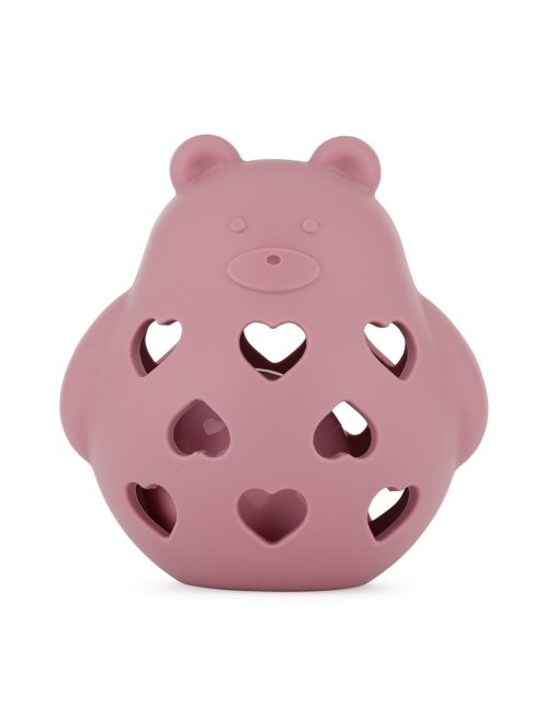 Petite&Mars Szilikon játék csörgővel Bear Basil Dusty Rose 0m+