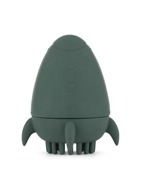Petite&Mars Szilikon fürdőjáték kefével Splashy Rocket Misty Green 6m+