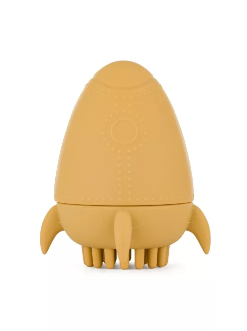 Petite&Mars Szilikon fürdőjáték kefével Splashy Rocket Intense Ochre 6m+
