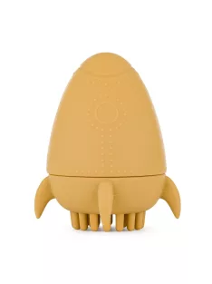   Petite&Mars Szilikon fürdőjáték kefével Splashy Rocket Intense Ochre 6m+