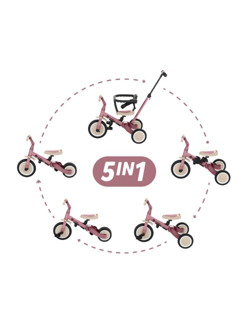 Petite&Mars Multifunkciós tricikli 5in1 Turbo - Dusty Rose