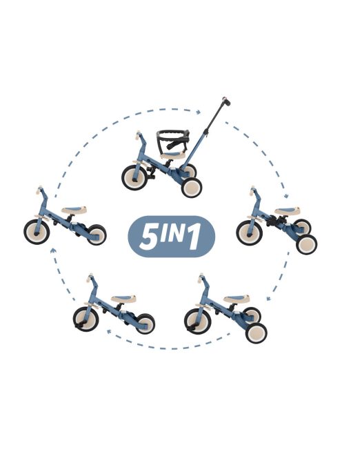 Petite&Mars Multifunkciós tricikli 5in1 Turbo - Ocean Blue