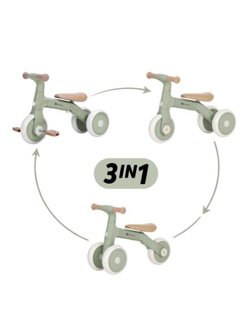 Petite&Mars Multifunkciós tricikli 3v1 Bingo Sage Leaf