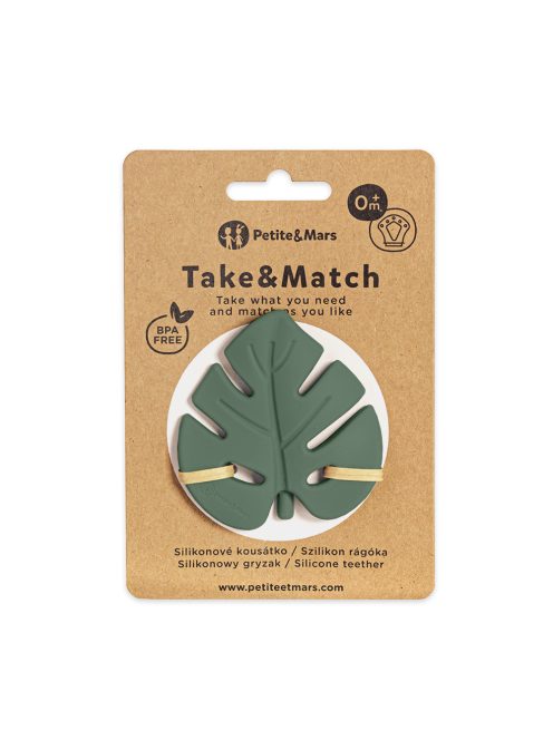 Petite&Mars Szilikon rágóka, Take&Match, Misty Green, 0 hó+