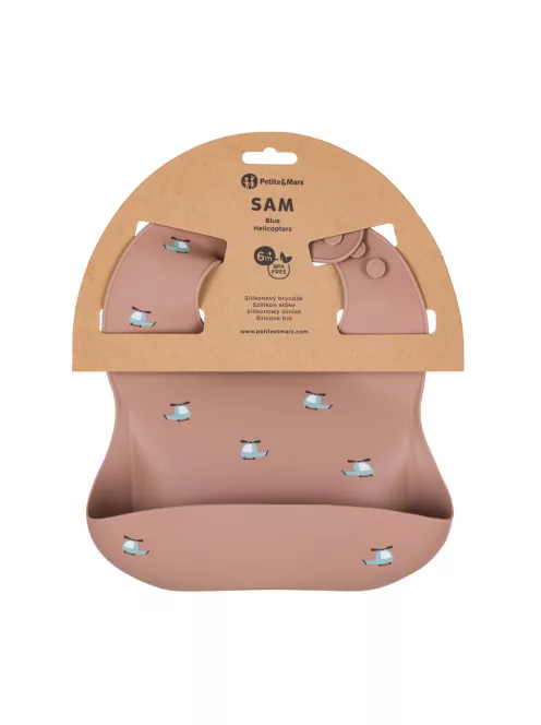 PETITE&MARS Szilikon előke Take&Match Kék Helikopterek 6m+