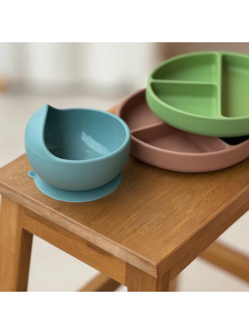 Petite&Mars Szilikon tál tapadókoronggal Take&Match Frosted Sky 6m+