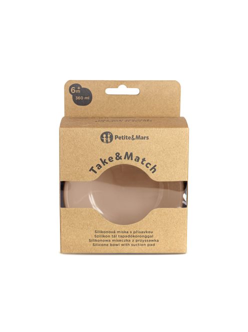 Petite&Mars Szilikon tál tapadókoronggal Take&Match Velvet Latte 6m+