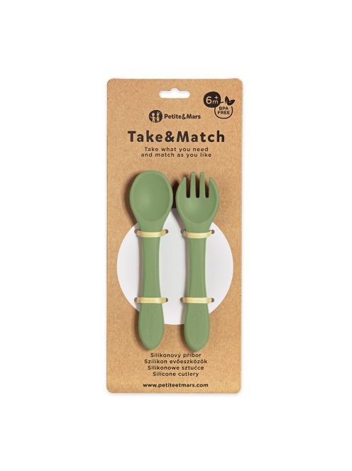 Petite&Mars Szilikon evőeszközök Take&Match Sweet Pea 6m+