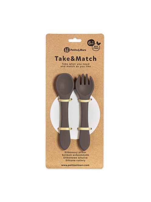 Petite&Mars Szilikon evőeszközök Take&Match Bitter Cocoa 6m+