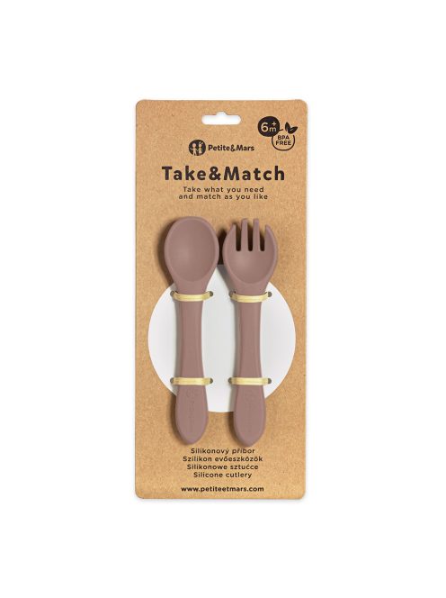 Petite&Mars Szilikon evőeszközök Take&Match Velvet Latte 6m+