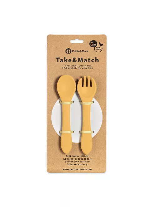 Petite&Mars Szilikon evőeszközök, TAKE&MATCH, Intense Ochre, 6 hó+