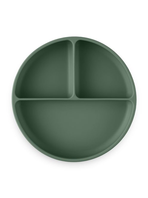 Petite&Mars Szilikon osztott kerek tányér, Take&Match, Misty Green, 6 hó+