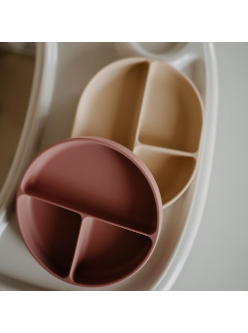 Petite&Mars Szilikon osztott kerek tányér, Take&Match, Desert Sand, 6 hó+