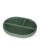 Petite&Mars Szilikon osztott ovális tányér, Take&Match, Misty Green, 6 hó+