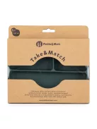 Petite&Mars Szilikon osztott ovális tányér, Take&Match, Misty Green, 6 hó+