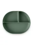 Petite&Mars Szilikon osztott ovális tányér, Take&Match, Misty Green, 6 hó+