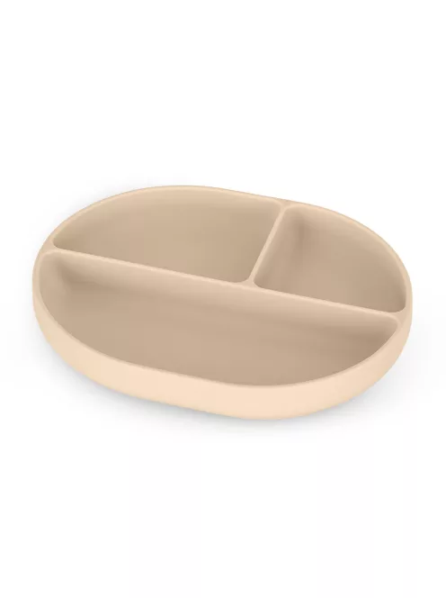 Petite&Mars Szilikon osztott ovális tányér, Take&Match, Desert Sand, 6 hó+