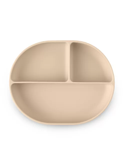 Petite&Mars Szilikon osztott ovális tányér, Take&Match, Desert Sand, 6 hó+