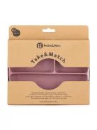 Petite&Mars Szilikon osztott ovális tányér, Take&Match, Dusty Rose, 6 hó+