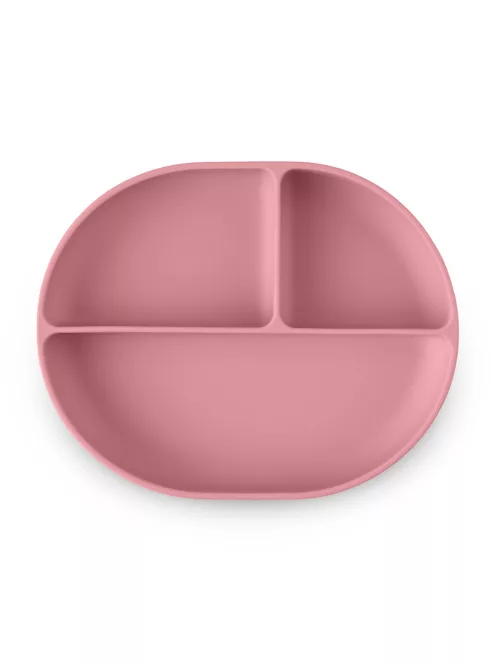 Petite&Mars Szilikon osztott ovális tányér, Take&Match, Dusty Rose, 6 hó+
