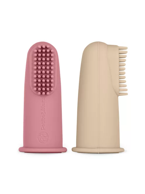 Petite&Mars Szilikon ujjra húzható 2 db fogkefe szett, Rose&Sand, 0 hó+