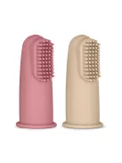 Petite&Mars Szilikon ujjra húzható 2 db fogkefe szett, Rose&Sand, 0 hó+