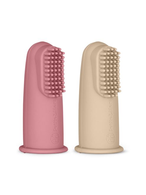 Petite&Mars Szilikon ujjra húzható 2 db fogkefe szett, Rose&Sand, 0 hó+