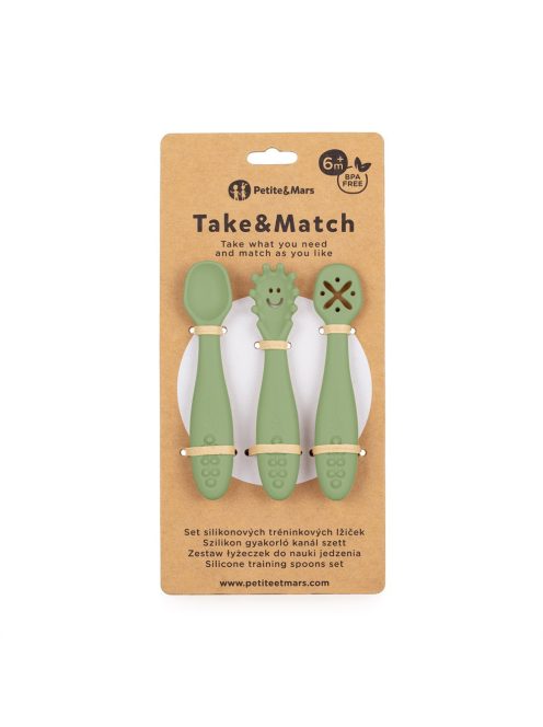 Petite&Mars Szilikon gyakorló kanál szett 3 db Take&Match Sweet Pea 6m+