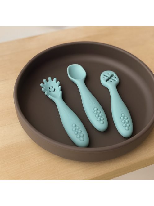 Petite&Mars Szilikon gyakorló kanál szett 3 db Take&Match Sweet Pea 6m+