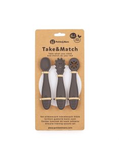   Petite&Mars Szilikon gyakorló kanál szett 3 db Take&Match Bitter Cocoa 6m+