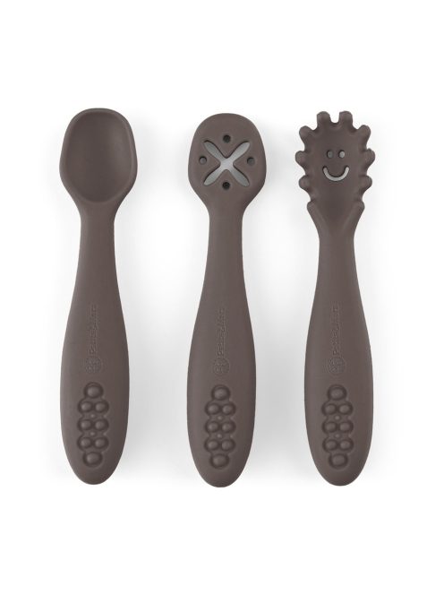 Petite&Mars Szilikon gyakorló kanál szett 3 db Take&Match Bitter Cocoa 6m+