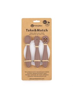   Petite&Mars Szilikon gyakorló kanál szett 3 db Take&Match Velvet Latte 6m+