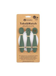   Petite&Mars Szilikon gyakorló kanál szett, 3 db, Take&Match, Misty Green, 6 hó+